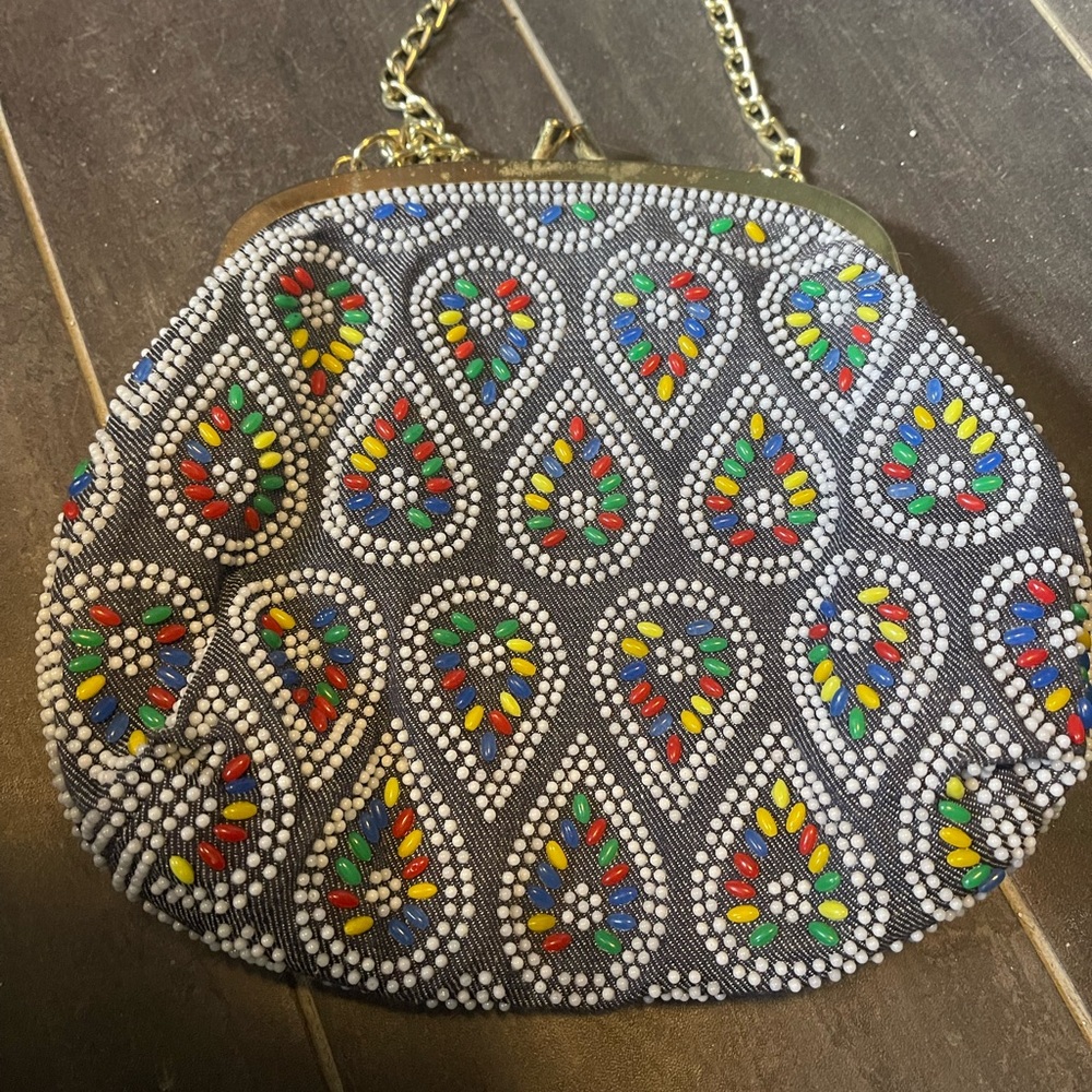 Vintage 1960's Beaded Multi-Color Teardrop Evening Bag - Women